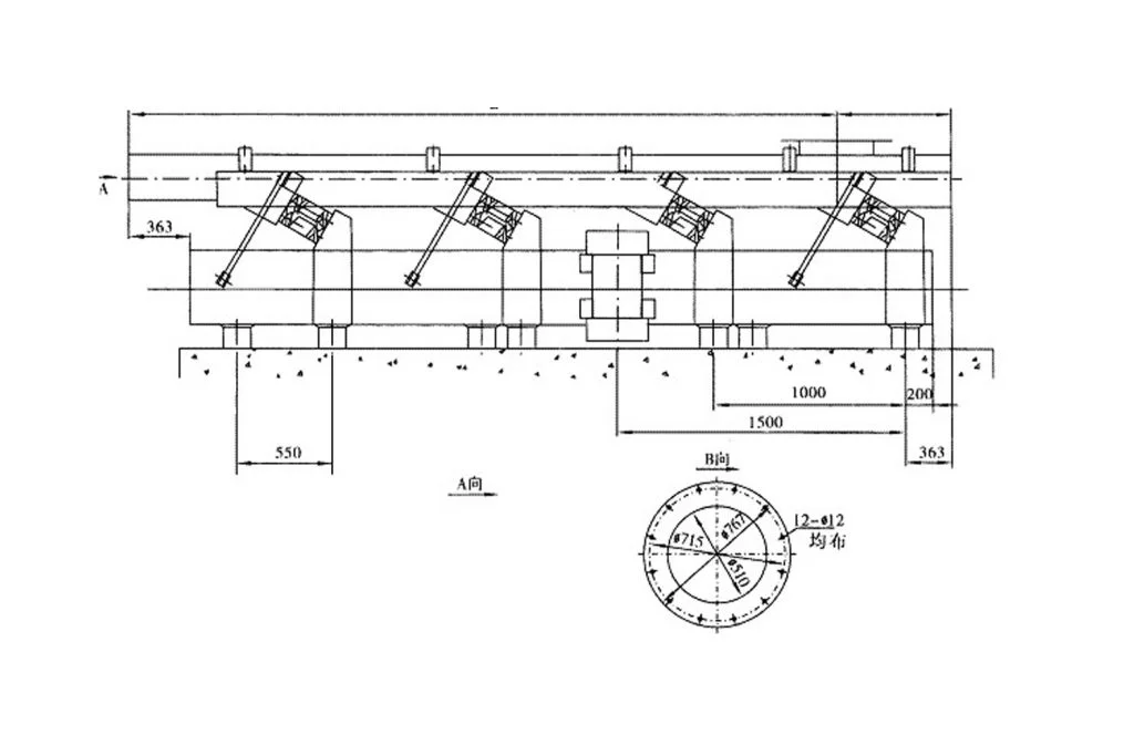 diagrama de estructura general del transportador vibratorio inercial de material caliente